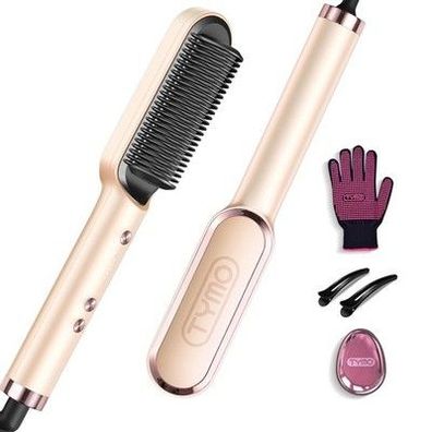 TYMO RING Glättbürste Haarglätter Bürste Keramik Glätteisen & Haarbürste, 25s