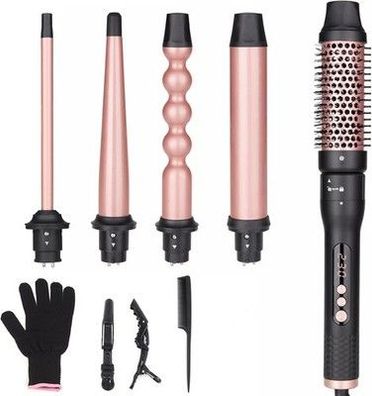 Lockenstab 5 in 1 Lockenstäbe Lockenbürste Set mit Temperatureinstellung 13-32mm