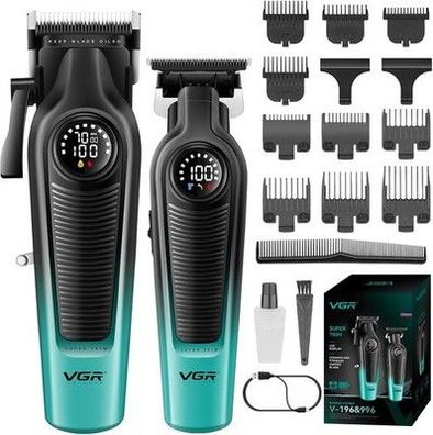 VGR 196 & 996 Haarschneidemaschine Set Profi Kabelloses Friseur Set, LED Display