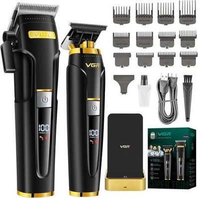 VGR 694 S2 Haarschneidemaschine Set Männer, Kabelloses Friseur Set, LED Display