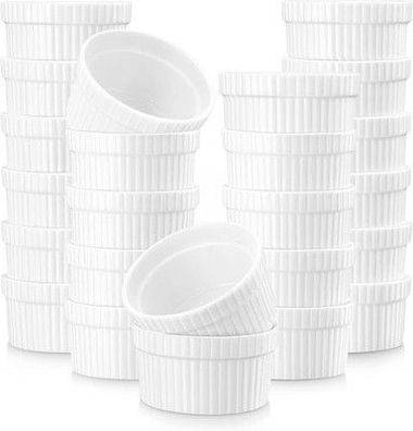 Malacasa Creme Brulee Schälchen 24er Set, Ø 5.9cm - 55 ml Porzellan Souffle