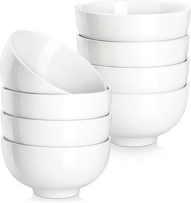 Malacasa, Serie Regular, 8-teilig Porzellan Cremeweiß Müslischalen Set, 300ml