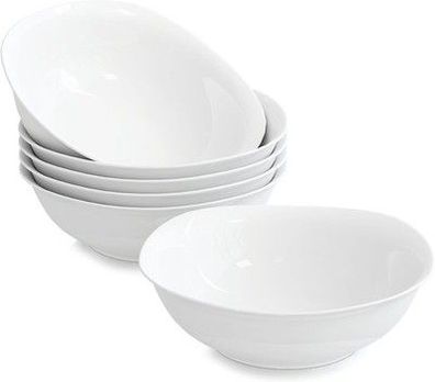 Malacasa, Serie Elisa, 6 teilig Set Porzellan 6,7" Schalen Müslischüssel, weiß