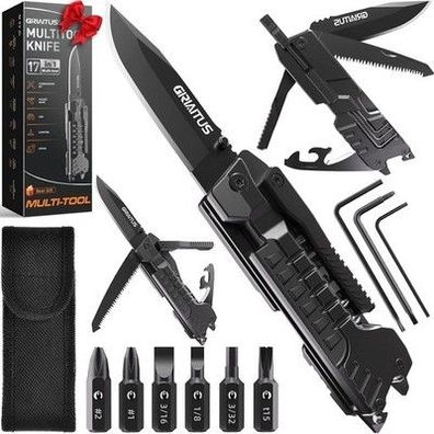 Geschenke für Männer 17-in-1 Multitool Taschenmesser Camping Zubehör mit Säge