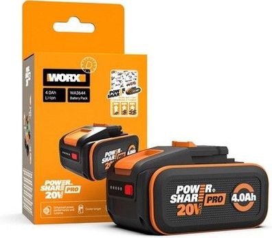 WORX WA3644 Original PowerShare Pro Akku 20V - 4,0 Ah Li-Ion, wiederaufladbar