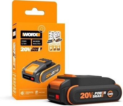 WORX WA3639 Original PowerShare Akku 20V - 2000mAh Li-Ion, wiederaufladbarer