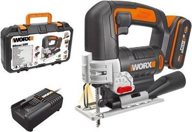 WORX WX543 Akku-Pendelhub-Stichsäge 20V Profi Stichsäge mit Absaug-Adapter
