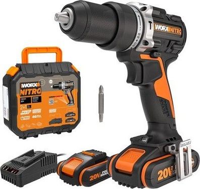 WORX NITRO WX352 Akku Schlagbohrschrauber, 20V + 2x20V 2Ah Akkus & 2A Ladegerät