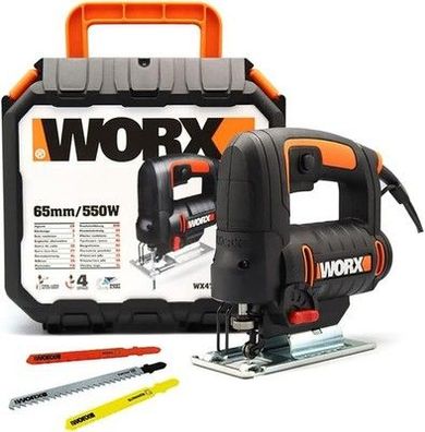 WORX WX477.1 Stichsäge 550W zum Schneiden von Holz, Stahl & Aluminium + Koffer