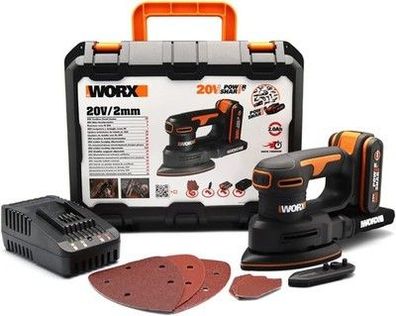 WORX WX822 Akku Detailschleifer 20V - 20V Schleifmaschine mit Akku & Ladegerät