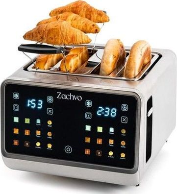 Toaster 4 Scheiben Edelstahl Touchscreen & LED Countdown, 3,7 cm breite Schlitze