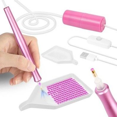 OFFCUP Elektrischer Diamond Painting Stift, Vakuum Diamond Paint Stift, DIY Rosa
