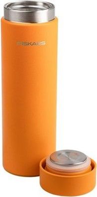 Fiskars On-the-go Isolierflasche, 0,5 l, Auslaufsicher, 22 cm, Edelstahl, Orange