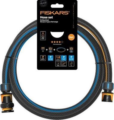 Fiskars Wasserschlauch-Set Waterwheel, 2 Schlauchanschlüssen & Hahnverbinder