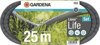 Gardena Liano Life Textilschlauch 1/2 Zoll, 25m Set: Gartenschlauch, 18455-20