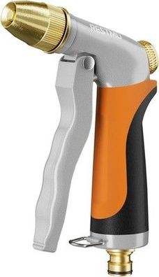 RESTMO Gartenbrause Metall, Gartenspritze Einstellbarer Wasserfluss, in Orange