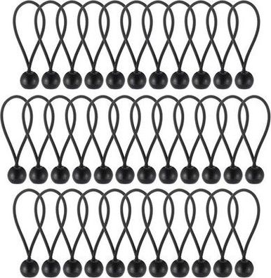 Hejo 35 Stück 10 cm Schwarze Spanngummis mit Kugel, Tragbare Planenspanner
