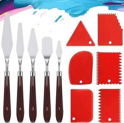 Hejo 11 Stück Spachtel Set Acrylmalerei, Palettenmesser Acrylmalerei Set, 5