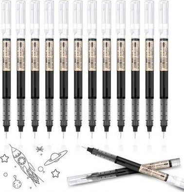 OFFCUP Gelschreiber 0.5mm, 12 Stück Schwarze Gel-Tintenstifte, japanischer Stil