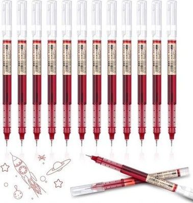 OFFCUP Gelschreiber 0.5mm 12x Rot Gel-Tintenstifte, transparent feine Spitze Rot