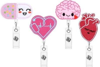OFFCUP Krankenschwester Ausweishalter, 4 Stück Badge Reel, Einziehbare Abzeichen