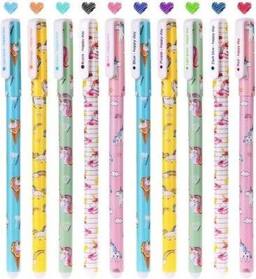 OFFCUP Einhorn Stifte, 10 Stück Gelstifte Bunt, Einhorn Geschenk Mädchen Stifte,