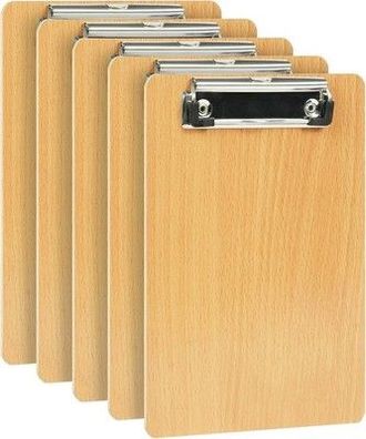 OFFCUP Klemmbrett A5 Holz, 5 Stück Klemmbretter mit Metalklemme Clipboard Büro