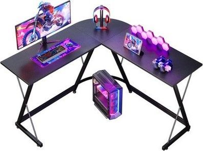 ODK Gaming Tisch, 120 x120 cm Gaming Schreibtisch L-förmig, Stabil, Schwarz