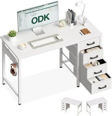 ODK Kleiner Schreibtisch mit 4 Schubladen, 100x48x75.7cm Computertisch, in Weiß