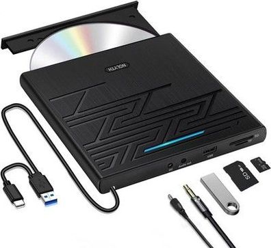 NOLYTH Externes DVD Laufwerk Extern USB 3.0 Type-C Tragbar CD/DVD RW Brenner