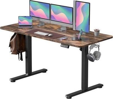 Elektrisch Höhenverstellbar Schreibtisch 160x60cm Schreibtisch braun Tischplatte