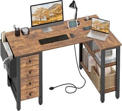 Lufeiya L-förmiger Computertisch mit Schubladen & Aufbewahrungsregalen, 119,9 cm