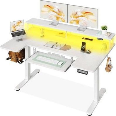 OffiGo U-förmig Höhenverstellbar Schreibtisch 140cm Elektrischer Steh-Sitz-Tisch
