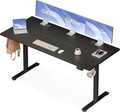 OffiGo Höhenverstellbarer Schreibtisch, 160cm Elektrischer Schreibtisch, Schwarz