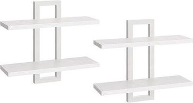 HOOBRO Schwebende Wandregale, 2-stufige Wandboard, Schweberegal 2er-Set, Weiß