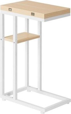 HOOBRO C-Form Beistelltisch, Klappbarer Sofatisch, Couchtisch, Kaffeetisch, weiß