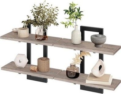 HOOBRO Schwebende Wandregale, 2-stufige Wandboard, Schweberegal 2er-Set, 38 cm