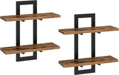 HOOBRO Schwebende Wandregale, 2-stufige Wandboard, Schweberegal 2er-Set, Schwarz