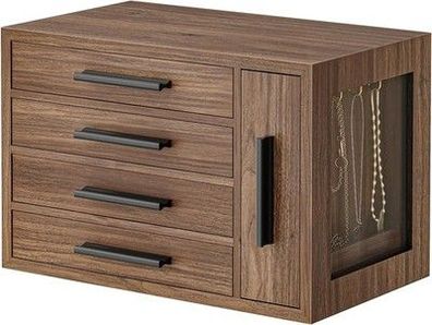 HOOBRO Schmuckkästchen, Schmuckbox Holzwerkstoff, 4-stufig, EBH09JB04, schwarz