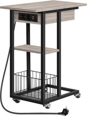 HOOBRO Beistelltisch Ladestation, Flip C-Form Sofatisch, Couchtisch EBG022SF01G1