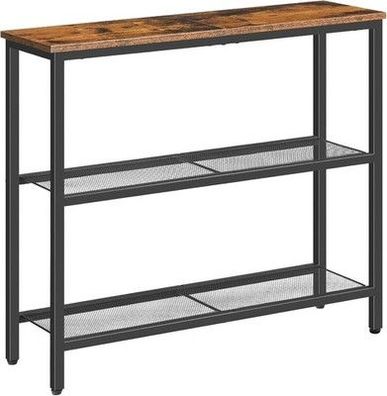 HOOBRO Schmaler Konsolentisch, Beistelltisch mit 2 Ablagen, Sofatisch, EBF73XG01