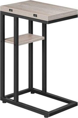 HOOBRO C-Form Beistelltisch, Klappbarer Sofatisch, Couchtisch, Kaffeetisch, grau