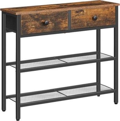HOOBRO Schmaler Konsolentisch 75 cm Flurtisch Schublade 2-stufigen Ablagefächern
