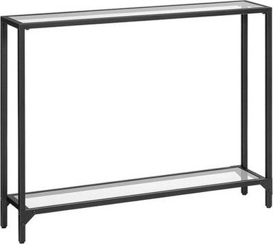 HOOBRO Konsolentisch mit Ablagen, 100 cm Beistelltisch, Hartglas, Eingangstisch