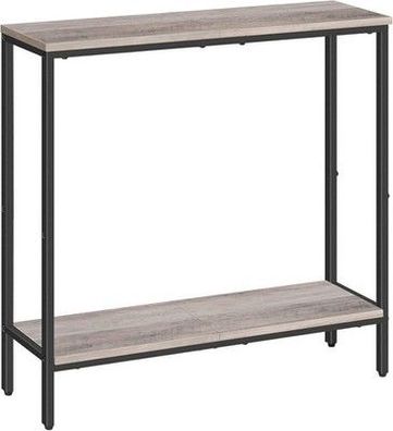 HOOBRO Schmal Konsolentisch mit Ablage, 75 x 22 x 75 cm Beistelltisch, schwarz