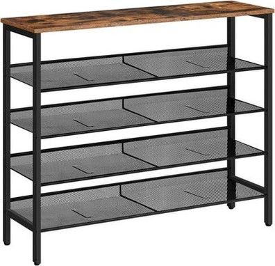 HOOBRO Schuhregal, 5-lagiges Schuhschrank, Verstellbares Schuhablage, Flach