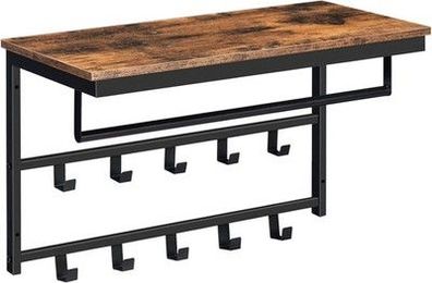 HOOBRO Wandgarderobe mit Ablage, Wandregal mit 10 Haken und Stangen, EBF60YM01