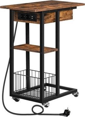 HOOBRO Beistelltisch Ladestation, Flip C-Form Sofatisch, Couchtisch EBF022SF01G1