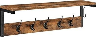 HOOBRO Wandgarderobe, Wandregal mit 7 Haken und Ablage, Hängeregal EBF16YM01