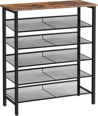 HOOBRO Schuhregal, 6-lagiges Schuhschrank, Verstellbares Schuhablage, Flach
